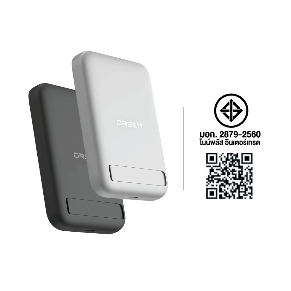แบตสำรอง ORSEN BY ELOOP EW52 สีขาว 10000MAH PD 20W แบตสำรองไร้สาย BATTERY PACK POWERBANK พาวเวอร์แบงค์ WIRELESS CHARGER แม็กเซฟ TYPE C OUTPUT_5